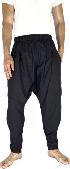 Pantalón, pantalón de seda, pantalón negro, pantalón bombacho